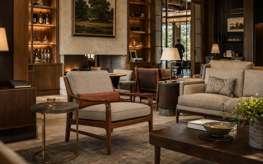 Installation and closeout: the completed hospitality lounge, furnished and turned over